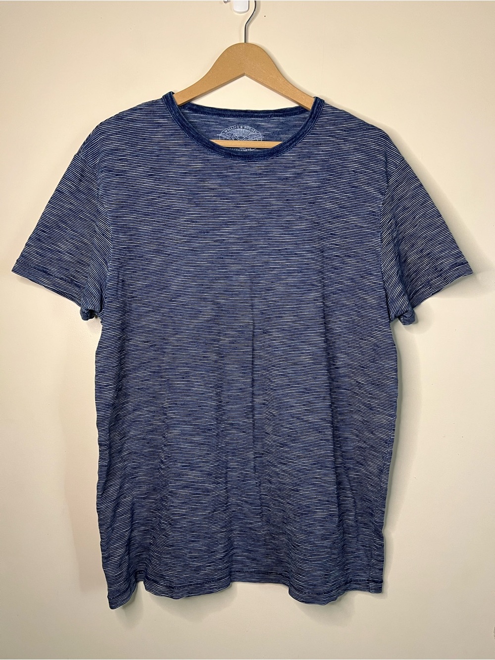 Wallace & Barnes Indigo Dye Striped T Shirt Size XL